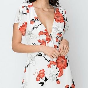FAVLUX White and Pink/red Floral Dress